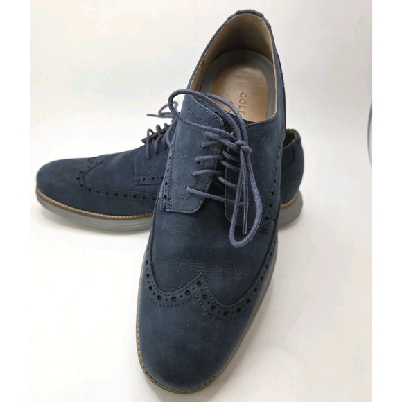 Cole Haan Original Grand Wingtip Oxfords Modern Blue Shoes Men's Size 10M C26473 - Picture 1 of 14